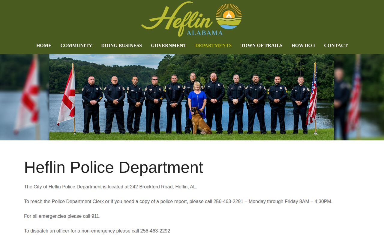 Heflin Police Department arrest report and mugshot records route