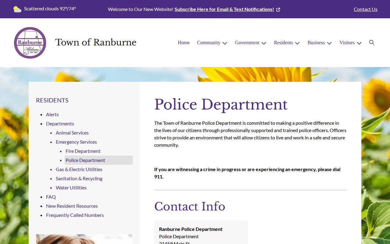 Ranburne Police Department arrest report contact source